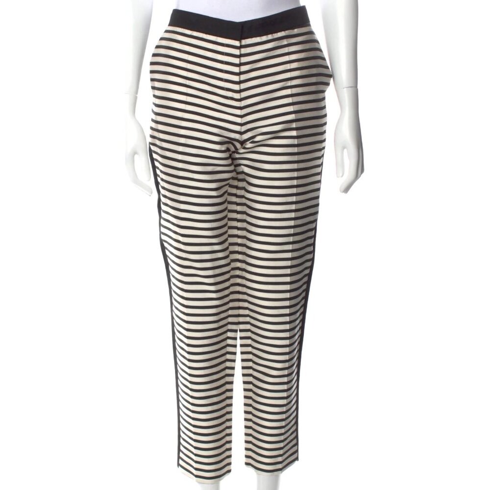 By Malene Birger — Striped Silk Straight-Leg Trousers — Size S